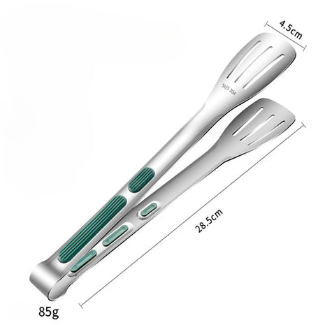 1pc Non Slip Stainless Steel Food Tongs Meat Salad Bread Clip Barbecue