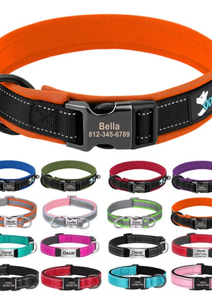 Reflective Personalized Dog Collar Engrave ID Nylon Collars Soft