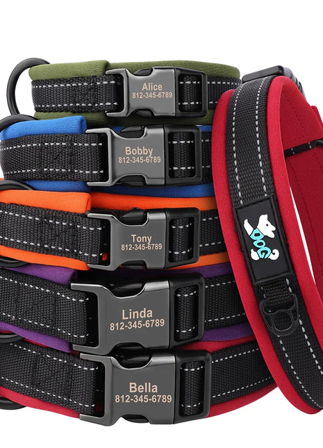 Reflective Personalized Dog Collar Engrave ID Nylon Collars Soft