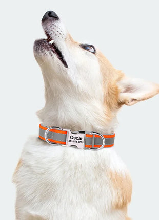 Reflective Personalized Dog Collar Engrave ID Nylon Collars Soft