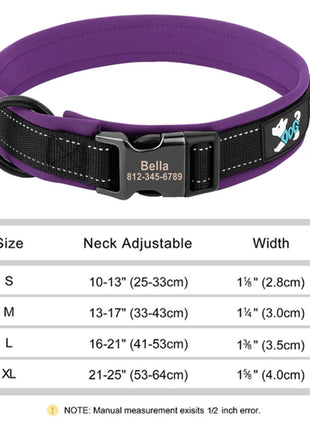 Reflective Personalized Dog Collar Engrave ID Nylon Collars Soft