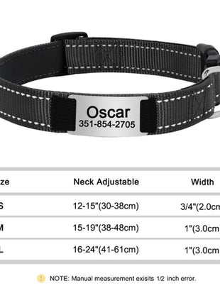 Reflective Personalized Dog Collar Engrave ID Nylon Collars Soft