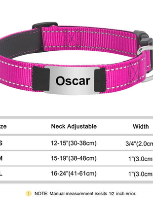 Reflective Personalized Dog Collar Engrave ID Nylon Collars Soft