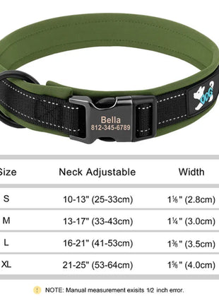 Reflective Personalized Dog Collar Engrave ID Nylon Collars Soft
