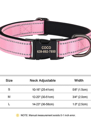 Reflective Personalized Dog Collar Engrave ID Nylon Collars Soft