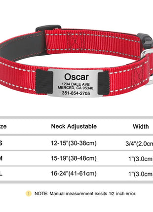 Reflective Personalized Dog Collar Engrave ID Nylon Collars Soft