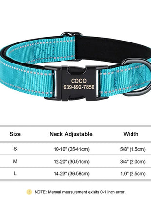 Reflective Personalized Dog Collar Engrave ID Nylon Collars Soft