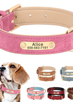 Personalized Dog Collar Custom PU Leather Dog Collars Free Engraved