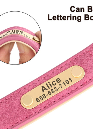 Personalized Dog Collar Custom PU Leather Dog Collars Free Engraved