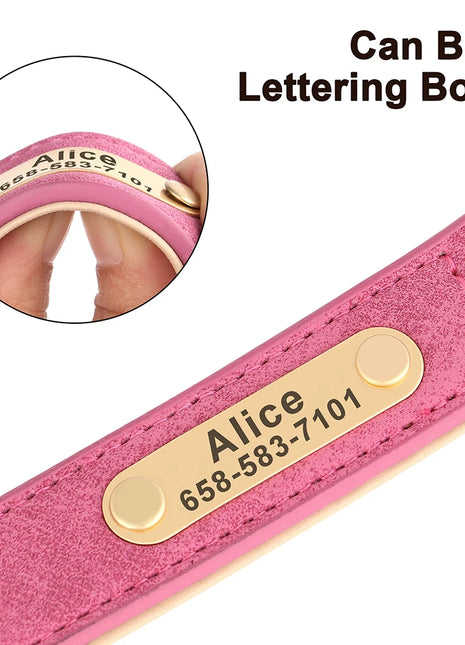 Personalized Dog Collar Custom PU Leather Dog Collars Free Engraved
