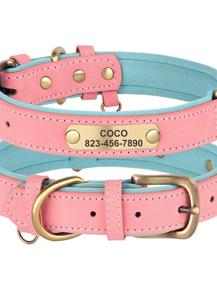 Personalized Dog Collar Custom PU Leather Dog Collars Free Engraved