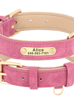 Personalized Dog Collar Custom PU Leather Dog Collars Free Engraved