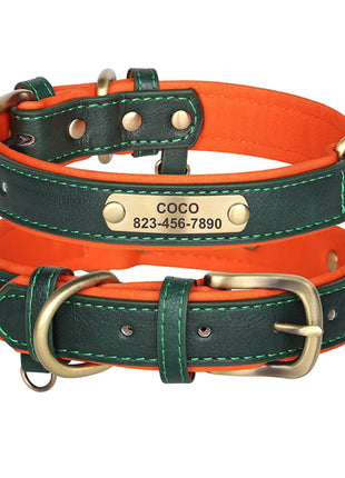 Personalized Dog Collar Custom PU Leather Dog Collars Free Engraved