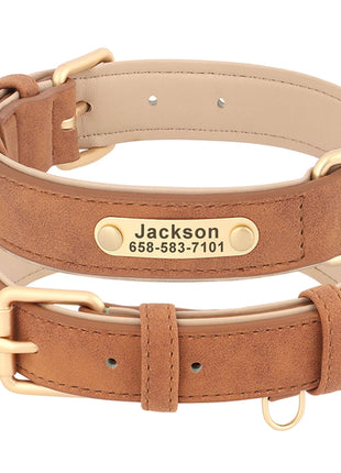 Personalized Dog Collar Custom PU Leather Dog Collars Free Engraved