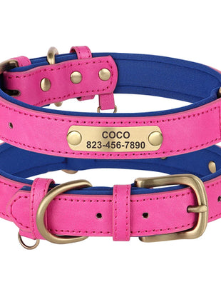Personalized Dog Collar Custom PU Leather Dog Collars Free Engraved