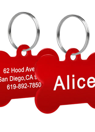Bone Shaped Pet ID Tag Personalized Dog Cat Name Tags Anti lost Free
