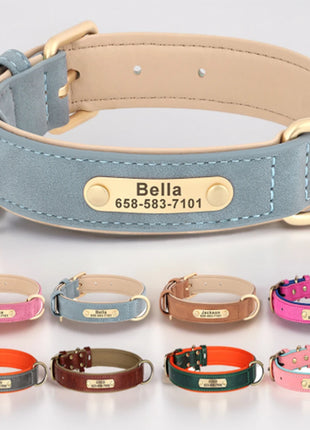 Personalized Dog Collar Custom Engraved PU Leather Dog Collars Free