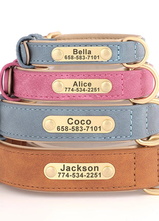 Personalized Dog Collar Custom Engraved PU Leather Dog Collars Free