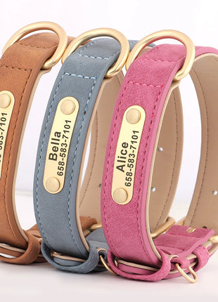 Personalized Dog Collar Custom Engraved PU Leather Dog Collars Free
