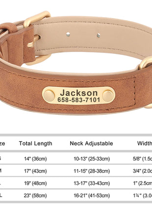 Personalized Dog Collar Custom Engraved PU Leather Dog Collars Free