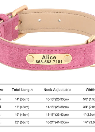 Personalized Dog Collar Custom Engraved PU Leather Dog Collars Free