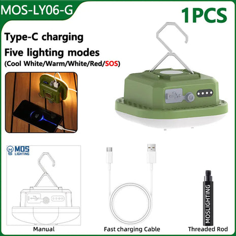 MOSLIGHTING 80W Camping Lantern Portable Flashlights Rechargeable