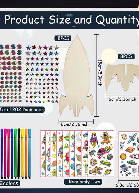 32 PCS of rocket woodworking crafts, rocket toys, birthday crafts, DIY