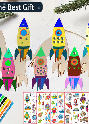 32 PCS of rocket woodworking crafts, rocket toys, birthday crafts, DIY