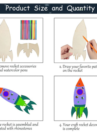 32 PCS of rocket woodworking crafts, rocket toys, birthday crafts, DIY