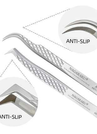 NAGARAKU Eyelash Extension Tweezers Makeup Tools Stainless Steel