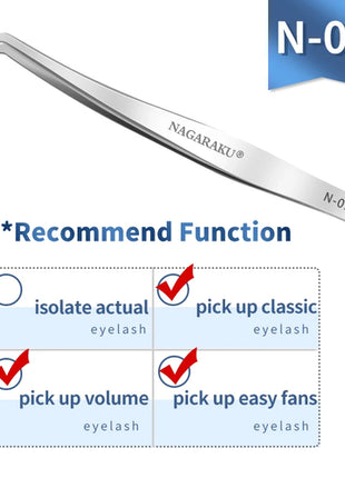 NAGARAKU Eyelash Extension Tweezers Makeup Tools Stainless Steel