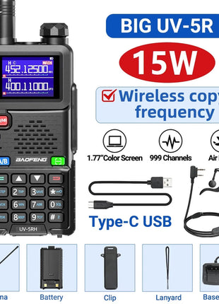 UV 5RH Pro Max 15W Air Band Walkie Talkie Long Range Wirless Copy