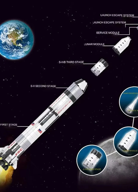 Apollo Saturn V Rocket Building Blocks Kit 602PCS - 59cm Space