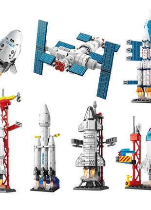 Moc Mini Aviation Manned Rocket Model Building Blocks Space Aerospace