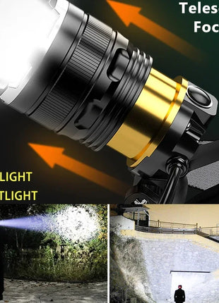 XHP90.2 Super Powerful Headlamp Rechargeable Head Flashlight High