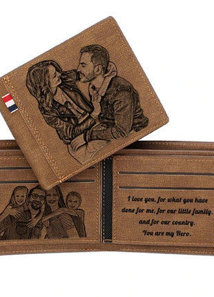 Picture Engraving Wallet PU Leather Wallet Bifold Custom Photo