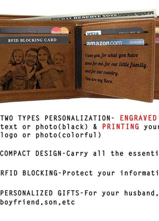 Picture Engraving Wallet PU Leather Wallet Bifold Custom Photo