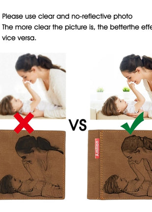 Picture Engraving Wallet PU Leather Wallet Bifold Custom Photo