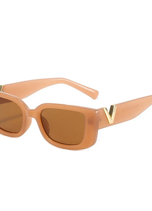 New Sunglasses Metal V Square Fashion Sunglasses Lady Retro Street