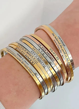 1PC Personalized Engraved Name Stainless Steel Bracelet Custom Words