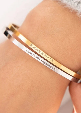 1PC Personalized Engraved Name Stainless Steel Bracelet Custom Words