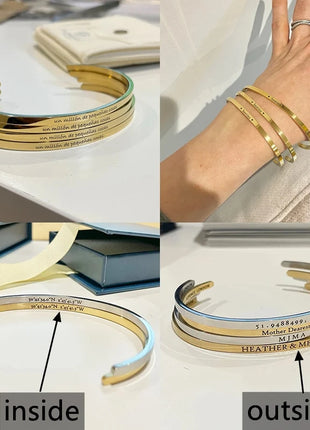 1PC Personalized Engraved Name Stainless Steel Bracelet Custom Words