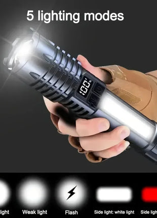 Portable Rechargeable High Power LED Flashlights With Display Screen