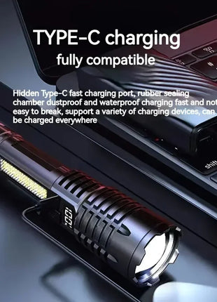 Portable Rechargeable High Power LED Flashlights With Display Screen