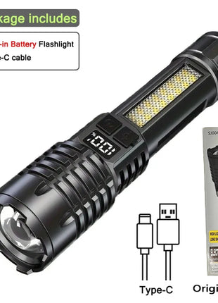 Portable Rechargeable High Power LED Flashlights With Display Screen