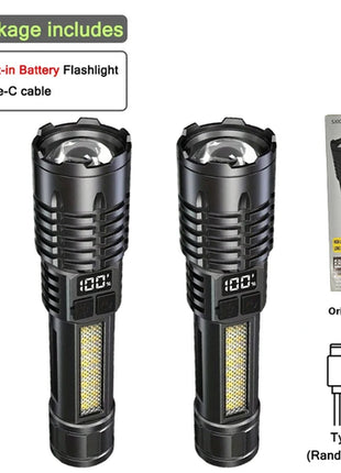 Portable Rechargeable High Power LED Flashlights With Display Screen