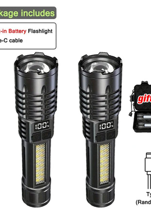 Portable Rechargeable High Power LED Flashlights With Display Screen