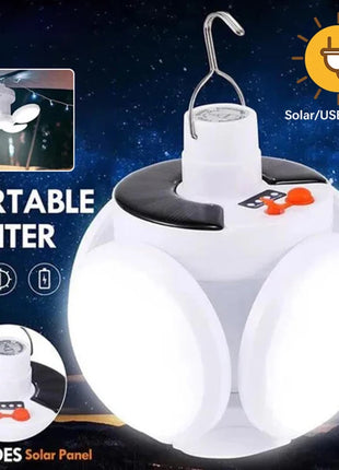 Solar/USB Rechargeable LED Bulb Light Outdoor Folding Light Portable