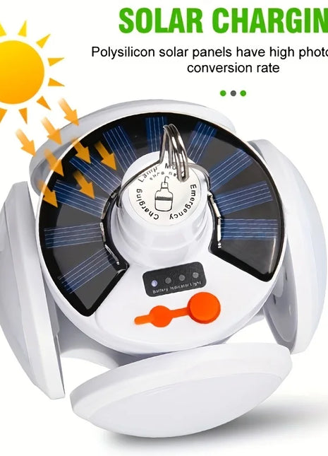 Solar/USB Rechargeable LED Bulb Light Outdoor Folding Light Portable