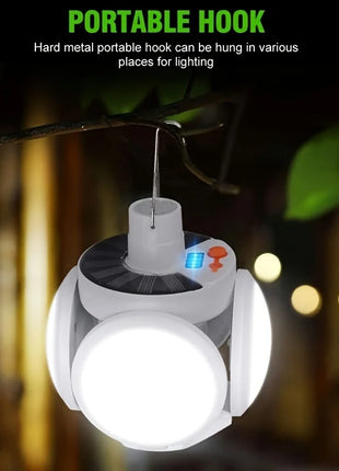 Solar/USB Rechargeable LED Bulb Light Outdoor Folding Light Portable